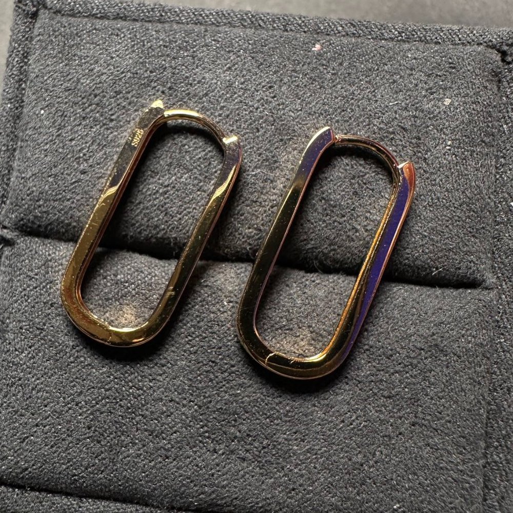 Gold Plated 925 Silver Paper Clip Style Earrings